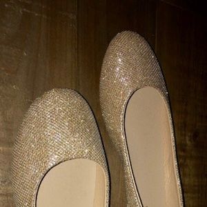 Gold sparkly flats